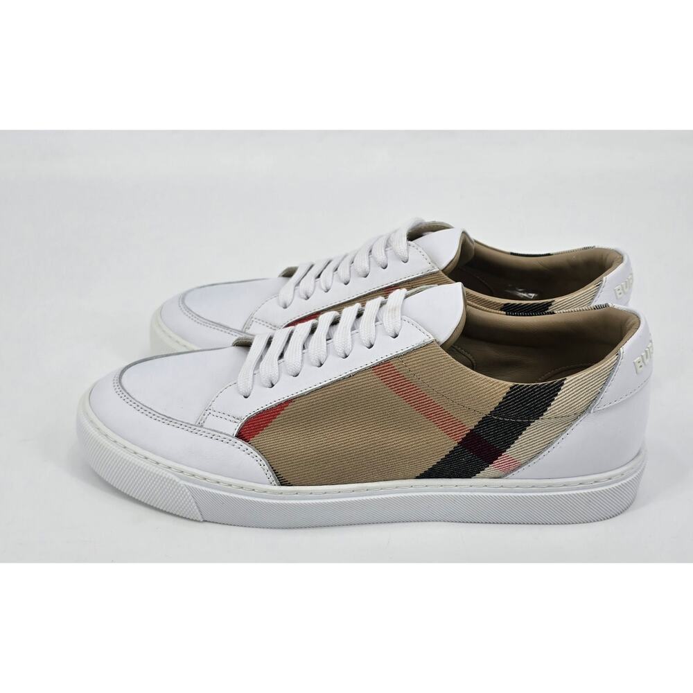 Burberry Women’s Salmond Vintage Check Low Top Sneakers White Beige 38.5 NWOB - Picture 4 of 10